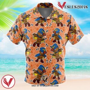 Geno Mario Bros Hawaiian Button Up Shirt, Perfect Gifts For Anime Lovers - Vesles2014S