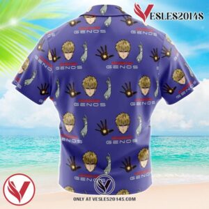 Genos One Punch Man Hawaiian Button Up Shirt, Perfect Gifts For Anime Lovers - Vesles2014S 1