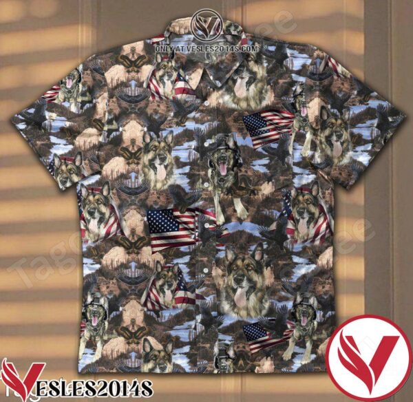 German Shepherd Eagle American Flag Hawaiian Shirt, Unique Gifts For Friends - Vesles2014S 1