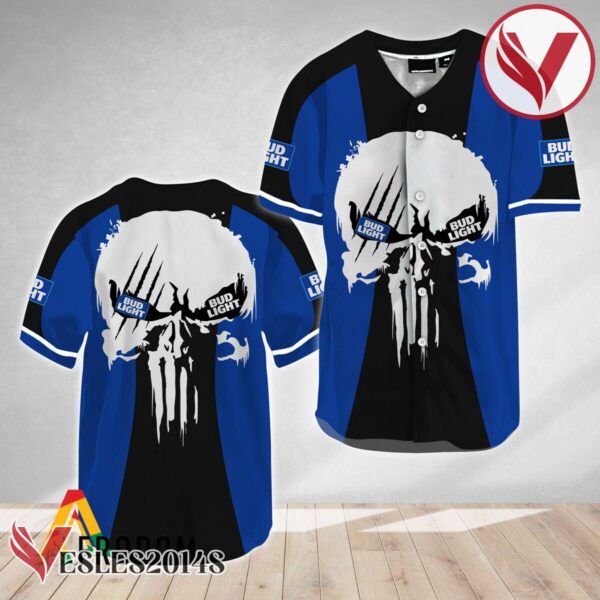 Ghost Head White Skull Bud Light Baseball Jersey, Perfect Gifts For Fans - Vesles2014S
