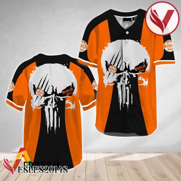 Ghost Head White Skull Busch Latte Baseball Jersey, Perfect Gifts For Fans - Vesles2014S
