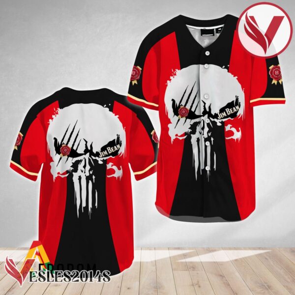 Ghost Head White Skull Jim Beam Baseball Jersey, Perfect Gifts For Fans - Vesles2014S