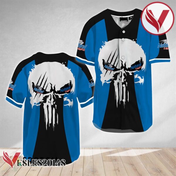 Ghost Head White Skull Natural Light Baseball Jersey, Perfect Gifts For Fans - Vesles2014S