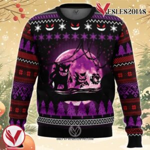 Ghost Trio Pokemon Ugly Christmas Sweater, Unique Christmas Gift For Fans - Vesles2014S