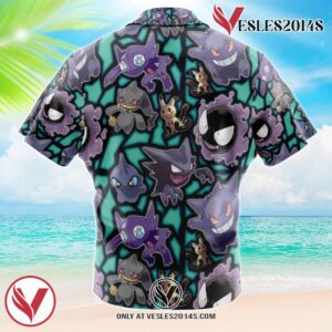 Ghost Type Pokemon Pokemon Hawaiian Button Up Shirt, Perfect Gifts For Anime Lovers - Vesles2014S 1