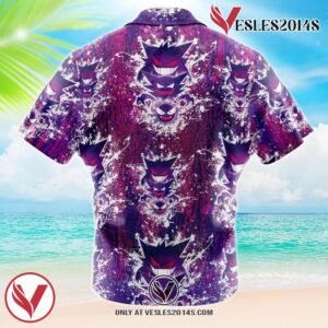 Ghostly Evolution Ghastly Haunter Gengar Pokemon Hawaiian Button Up Shirt, Perfect Gifts For Anime Lovers - Vesles2014S 1