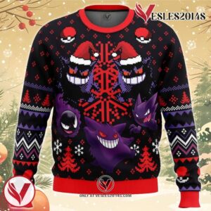 Ghosts Gengar Ghastly Pokemon Ugly Christmas Sweater, Unique Christmas Gift For Fans - Vesles2014S
