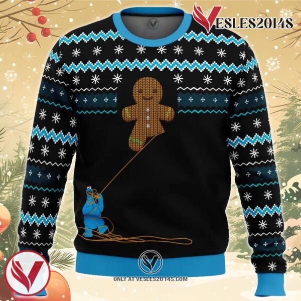 Gingerbread Cookie Monster Ugly Christmas Sweater, Unique Christmas Gift For Fans - Vesles2014S