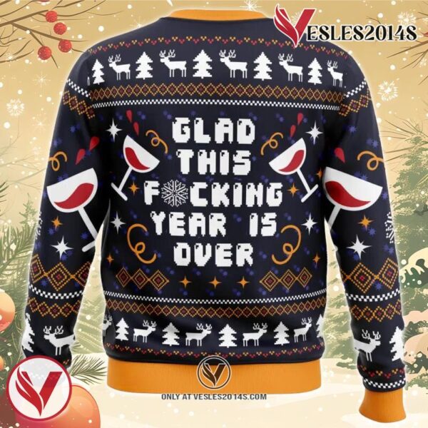 Glad This Fucking Year is Over Pop Culture Ugly Christmas Sweater, Unique Christmas Gift For Fans - Vesles2014S 1