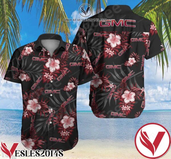 Gmc Red Tropical Floral Black Hawaiian Shirt, Unique Gifts For Friends - Vesles2014S 1