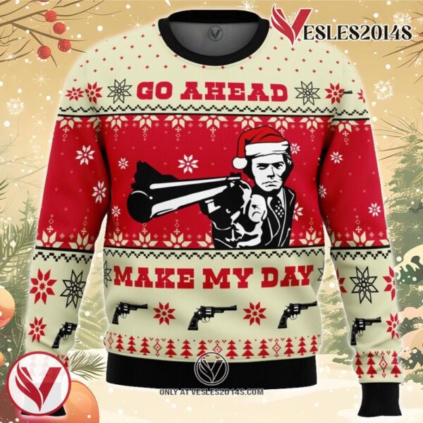 Go Ahead Make My Day Dirty Harry Ugly Christmas Sweater, Unique Christmas Gift For Fans - Vesles2014S