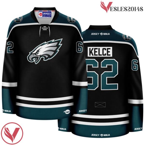 Go Eagles Jason Kelce Philadelphia Black  Crossover Hockey, Gift For Football Fans - Vesles2014S