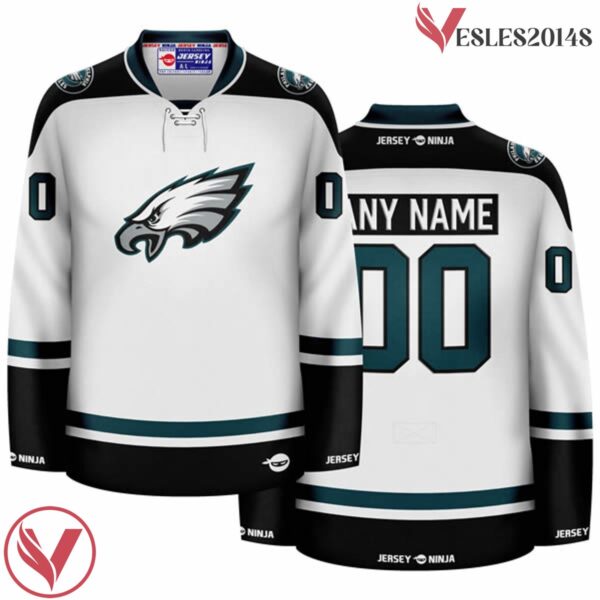 Go Eagles Philadelphia Customize White Hockey Jersey, Gift Ideas For Football Lovers - Vesles2014S