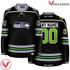 Go Seahawk Customize Black Jersey, Unique Ice Hockey Gifts - Vesles2014S 3