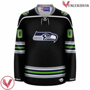 Go Seahawk Customize Black Jersey, Unique Ice Hockey Gifts - Vesles2014S