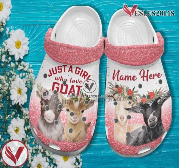 Goats Flower Twinkle Pink Croc Shoes Daughter- Just A Girl Love Goats Shoes Croc Clogs Birthday Gift, Unique Gift From  Vesles2014S