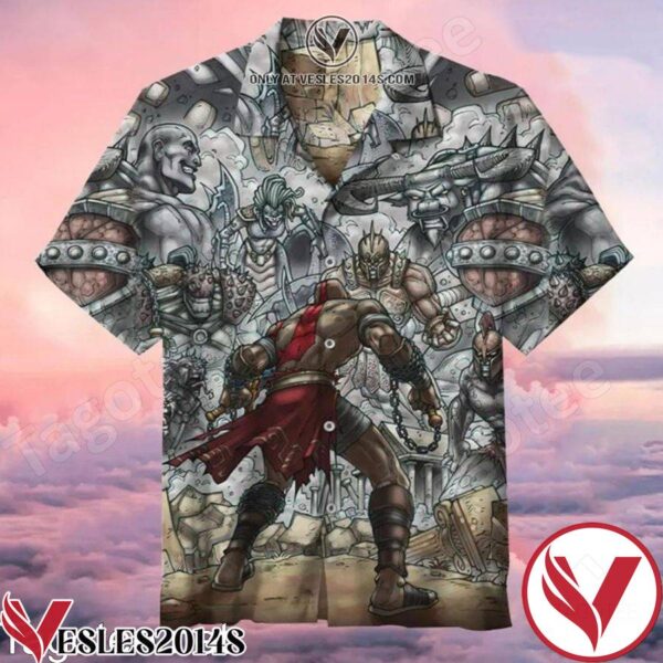 God Of War Kratos Vs Medusa Minotaur Hawaiian Shirt, Unique Gifts For Friends - Vesles2014S 1