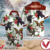 Godzilla Red Hibiscus Palm Leaf White Hawaiian Shirt, Unique Gifts For Friends - Vesles2014S 1