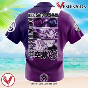 Gojo Satoru Hollow Purple Jujutsu Kaisen Hawaiian Button Up Shirt, Perfect Gifts For Anime Lovers - Vesles2014S 1
