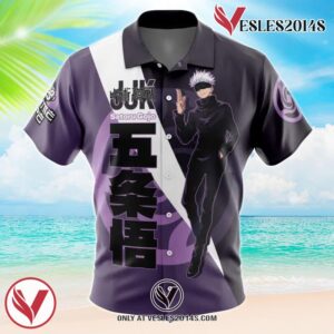 Gojo Satoru Jujutsu Kaisen Hawaiian Button Up Shirt, Perfect Gifts For Anime Lovers - Vesles2014S BOY