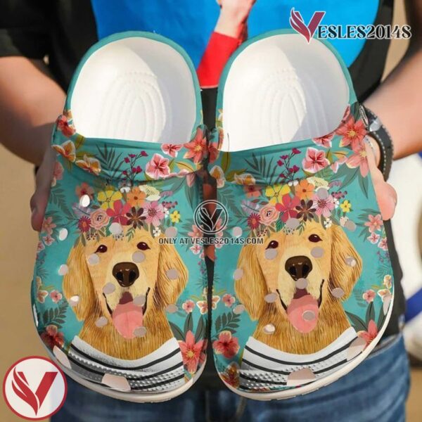 Golden Retriever Cute Clog Shoes, Unique Gift From  Vesles2014S