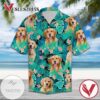 Golden Retriever Dog Funny Hawaiian Graphic Print Short Sleeve Hawaiian Casual Shirt Vesles2014S