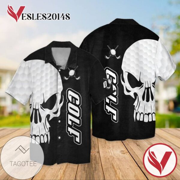 Golf And Skull For Men And Women Graphic Print Short Sleeve Hawaiian Casual Shirt Vesles2014S