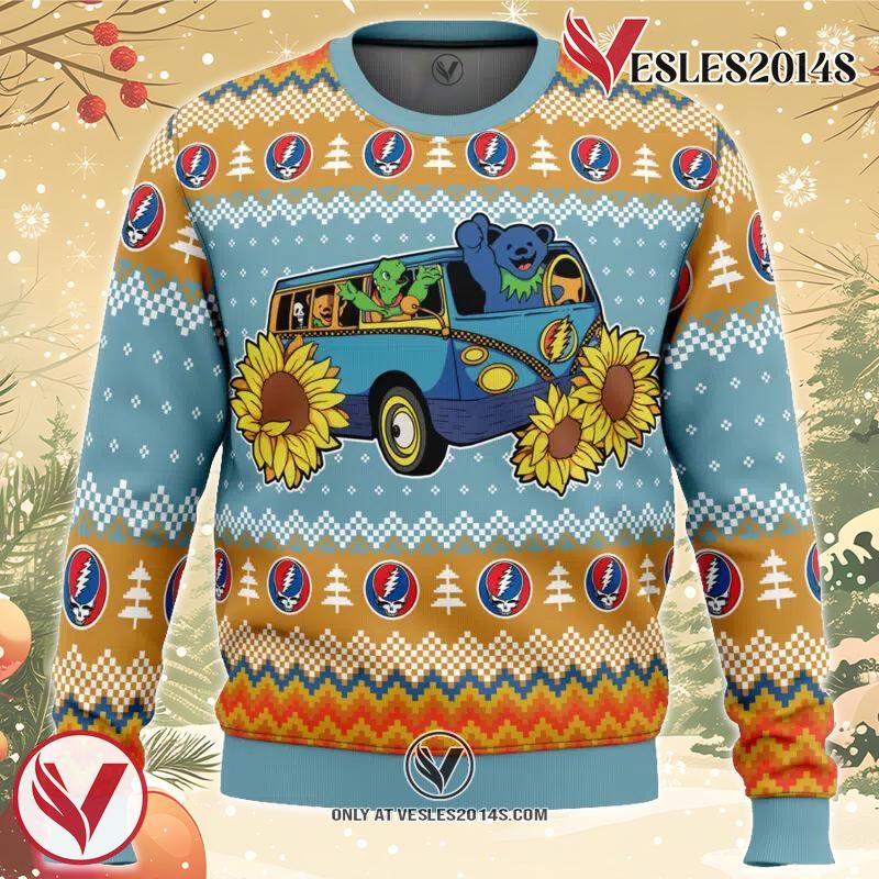Grateful Dead Bus Grateful Dead Ugly Christmas Sweater, Unique Christmas Gift For Fans - Vesles2014S