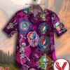 Grateful Dead Floral Skull Pattern Purple Hawaiian Shirt And Short, Unique Gifts For Friends - Vesles2014S 1