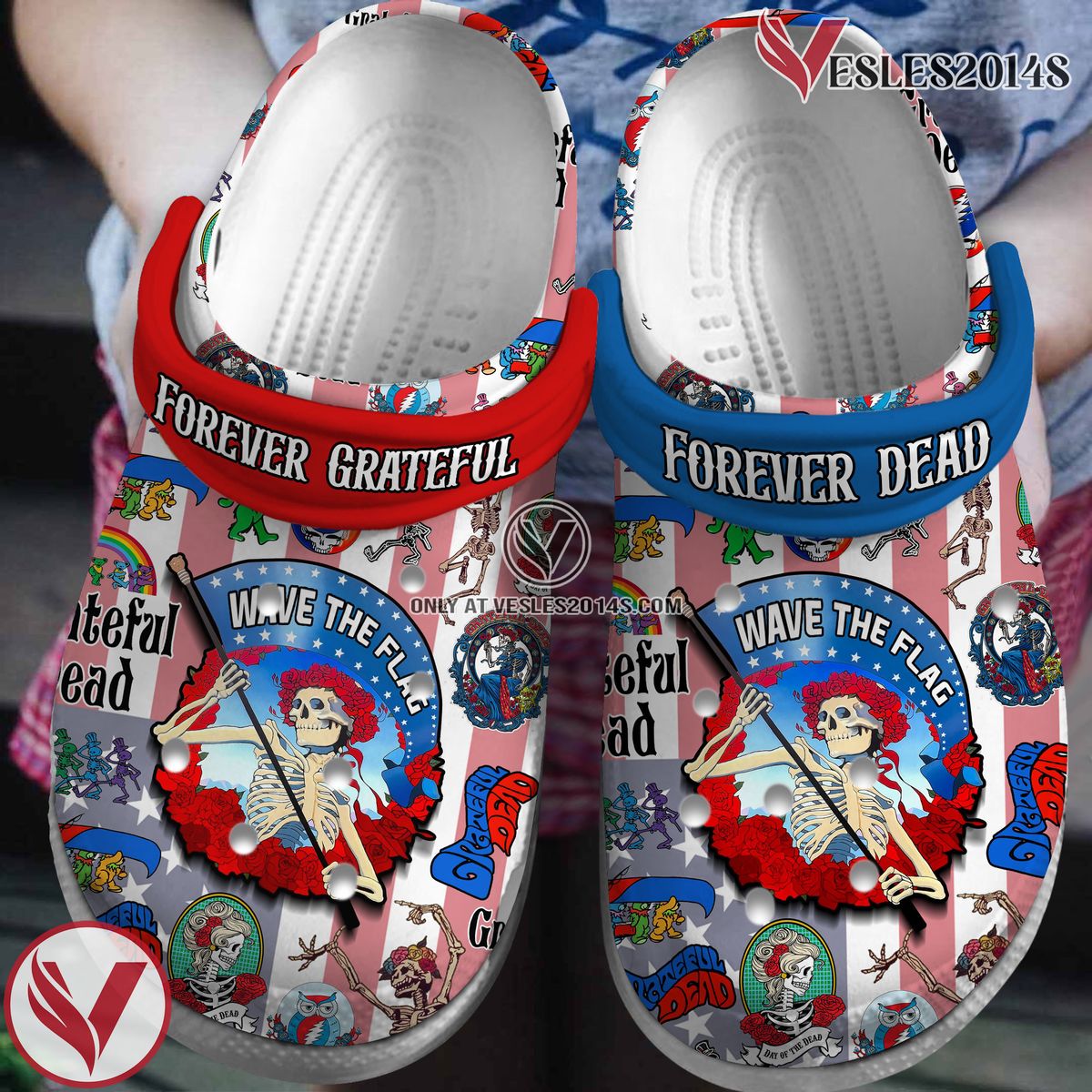 Grateful Dead Music Crocs Crocband Clogs Shoes, Unique Gifts For Fans Style 43 - Vesles2014S