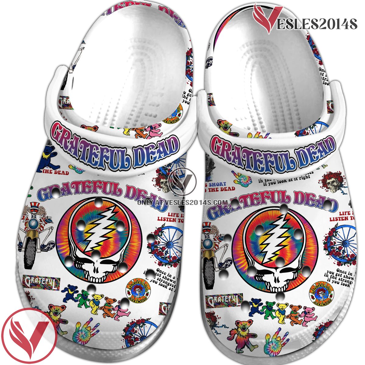 Grateful Dead Music Crocs Crocband Clogs Shoes, Unique Gifts For Fans Style 47 - Vesles2014S 4