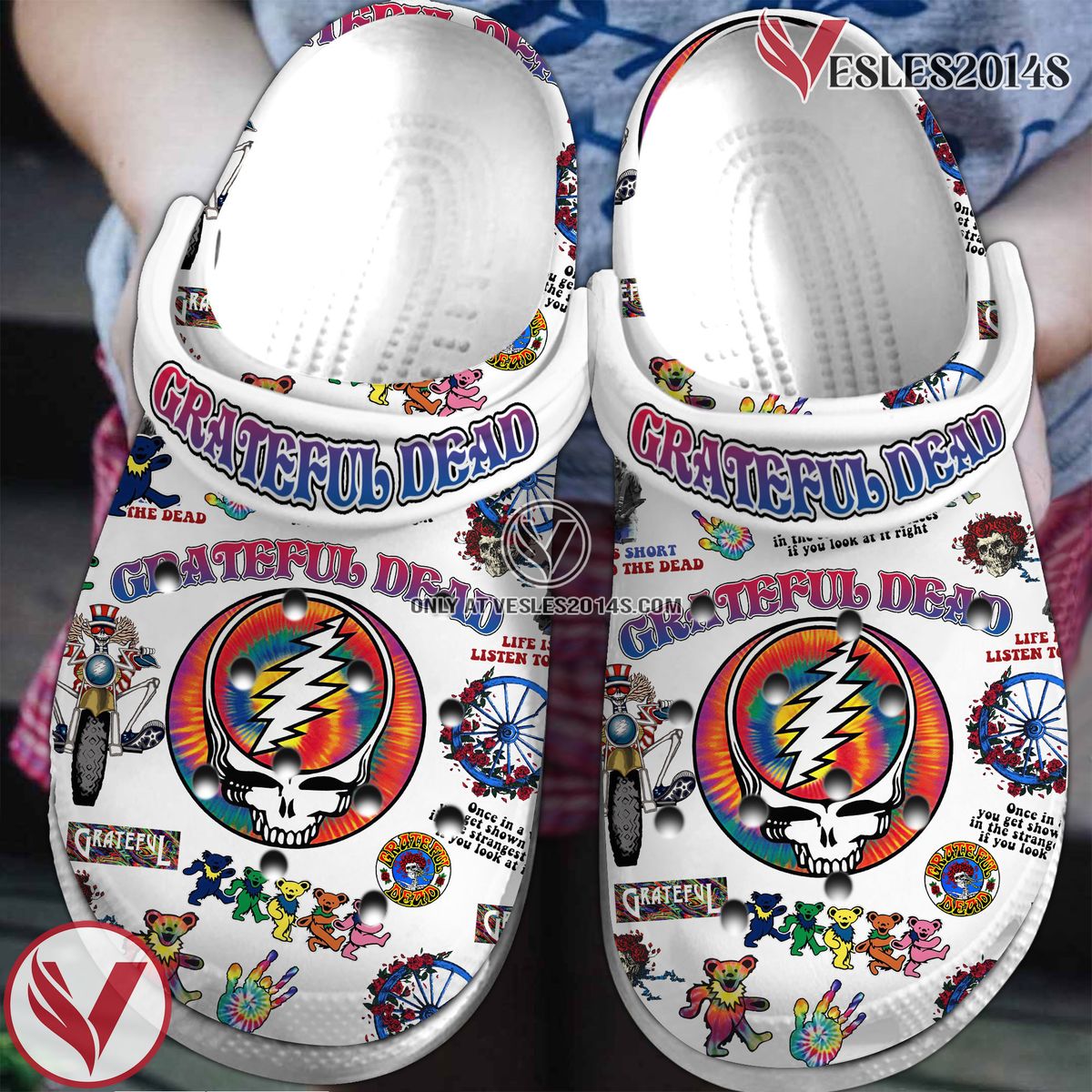 Grateful Dead Music Crocs Crocband Clogs Shoes, Unique Gifts For Fans Style 47 - Vesles2014S