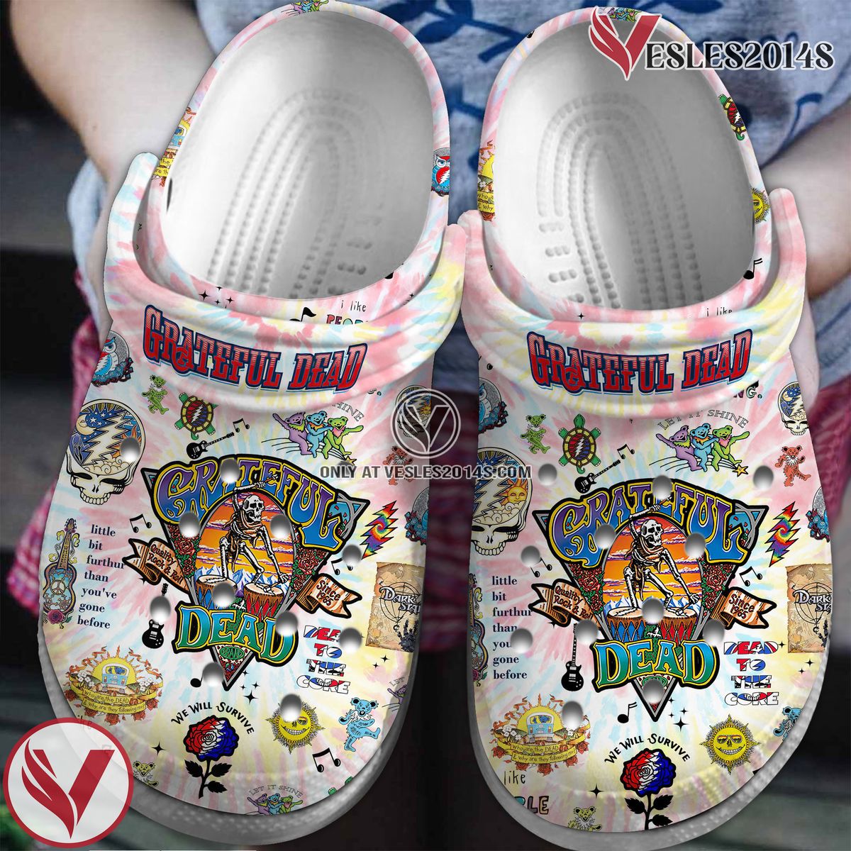 Grateful Dead Music Crocs Crocband Clogs Shoes, Unique Gifts For Fans Style 52 - Vesles2014S