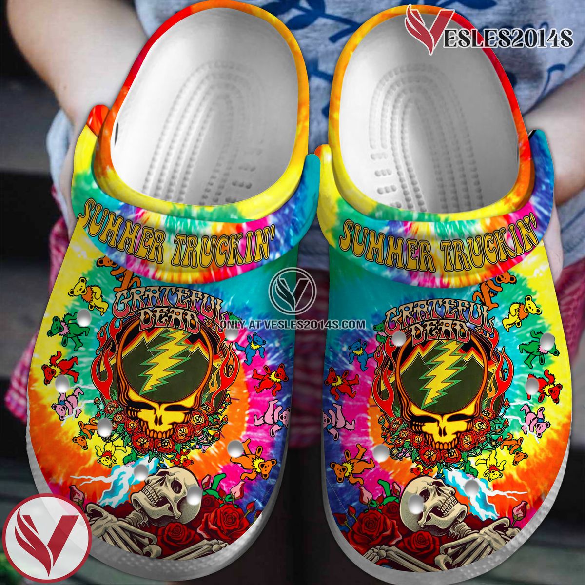 Grateful Dead Music Crocs Crocband Clogs Shoes, Unique Gifts For Fans Style 53 - Vesles2014S