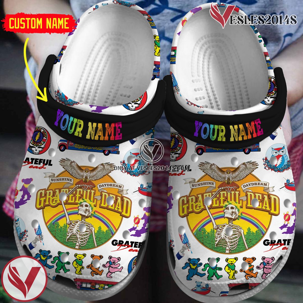 Grateful Dead Music Crocs Crocband Clogs Shoes, Unique Gifts For Fans Style 59 - Vesles2014S