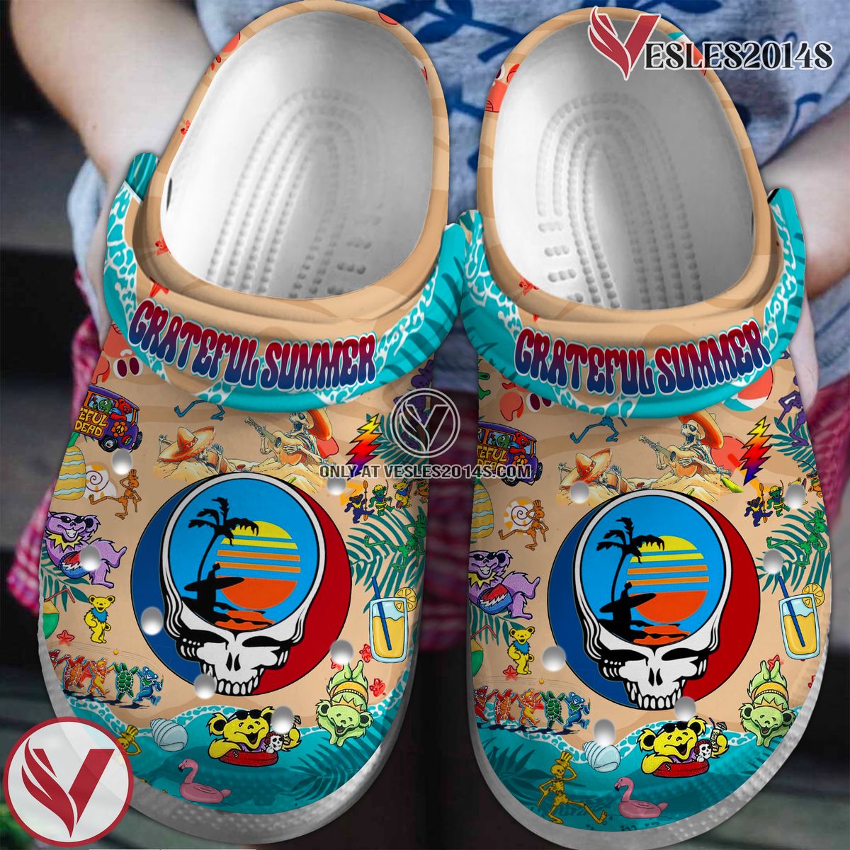 Grateful Dead Music Crocs Crocband Clogs Shoes, Unique Gifts For Fans Style 62 - Vesles2014S