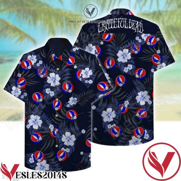 Grateful Dead Rock Band Tropical Black Hawaiian Shirt, Unique Gifts For Friends - Vesles2014S 1