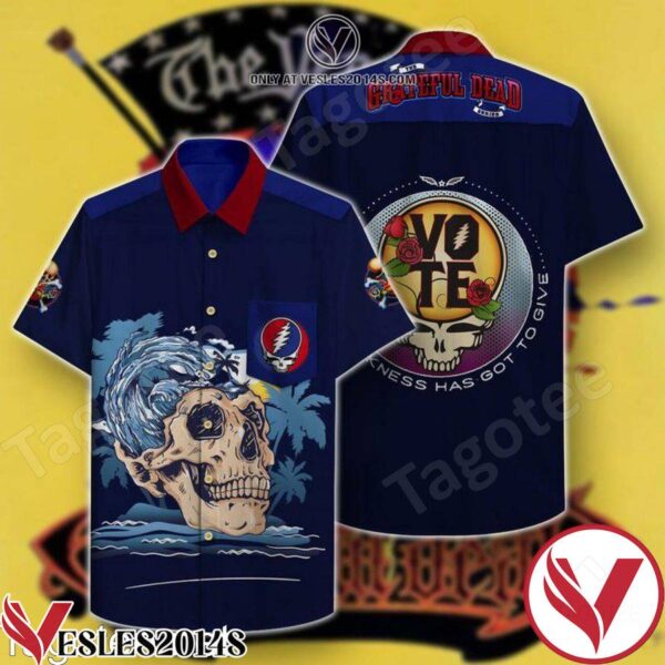 Grateful Dead Skull Vote This Darkness Has Got To Give Hawaiian Shirt, Unique Gifts For Friends - Vesles2014S 1