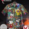Grateful Dead Snoopy Peanuts Print Short Sleeve Hawaiian Casual Shirt Vesles2014S