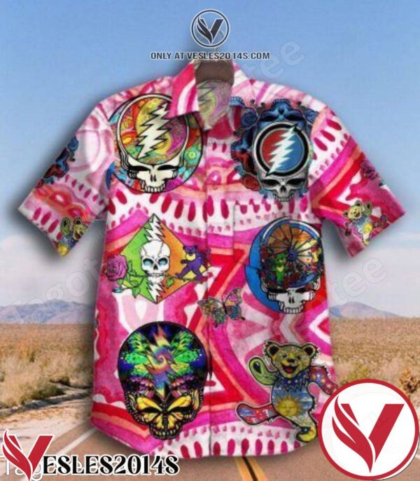 Grateful Dead Symbols Unisex Pink Hawaiian Shirt And Short, Unique Gifts For Friends - Vesles2014S 1