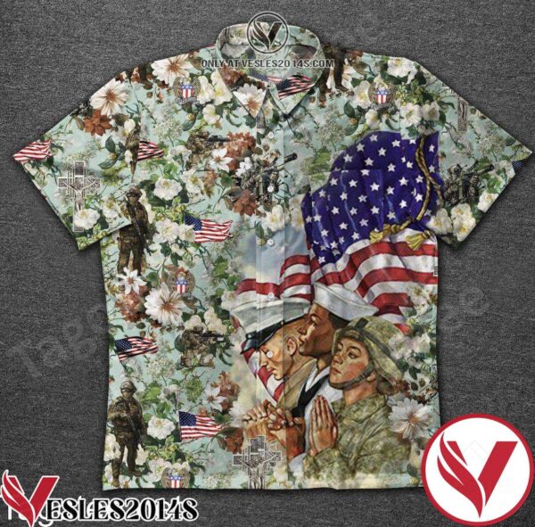 Grateful Veteran American Flag Flower Hawaiian Shirt, Unique Gifts For Friends - Vesles2014S 1