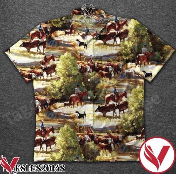 Grazing Horses With Cattle Hawaiian Shirt, Unique Gifts For Friends - Vesles2014S 1