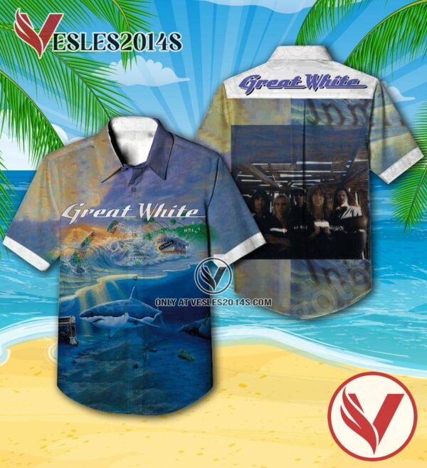 Great White Can’t Get There From Here Album Cover Hawaiian Shirt, Unique Gifts For Music Lovers - Vesles2014S