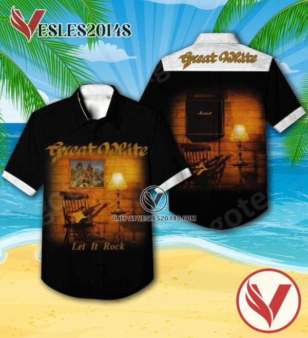 Great White Let It Rock Album Cover Hawaiian Shirt, Unique Gifts For Music Lovers - Vesles2014S