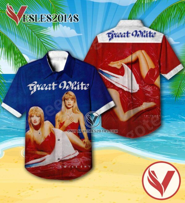 Great White Twice Shy Album Cover Hawaiian Shirt, Unique Gifts For Music Lovers - Vesles2014S