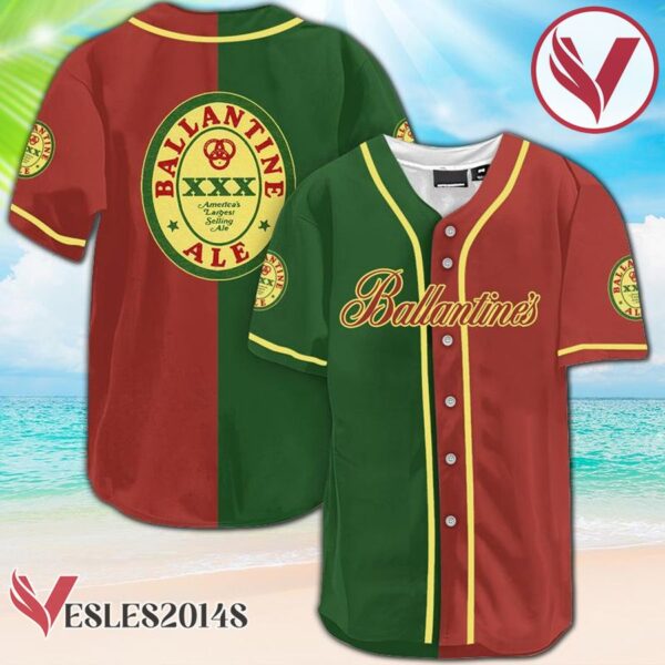 Green And Red Split Ballantines Baseball Jersey, Perfect Gifts For Fans - Vesles2014S