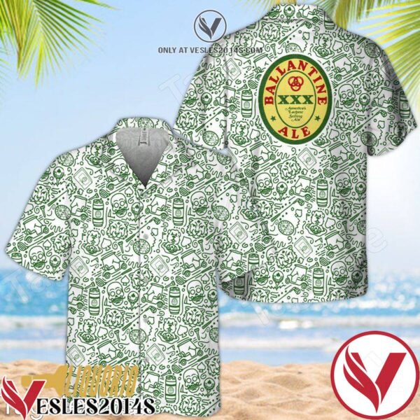 Green Ballantine Ale Doodle Art Hawaiian Shirt, Unique Gifts For Friends - Vesles2014S 1