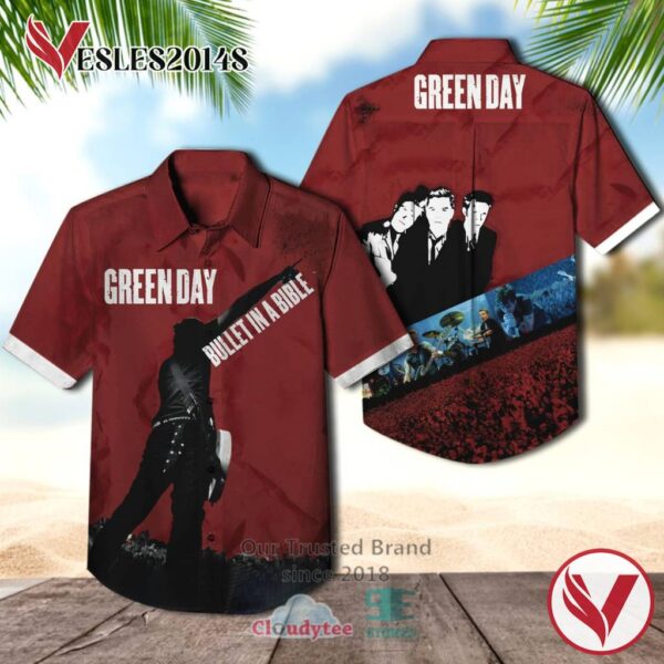 Green Day Bullet In A Bible Album Hawaiian Casual Shirt, Best Gift For Music Lovers Vesles2014S