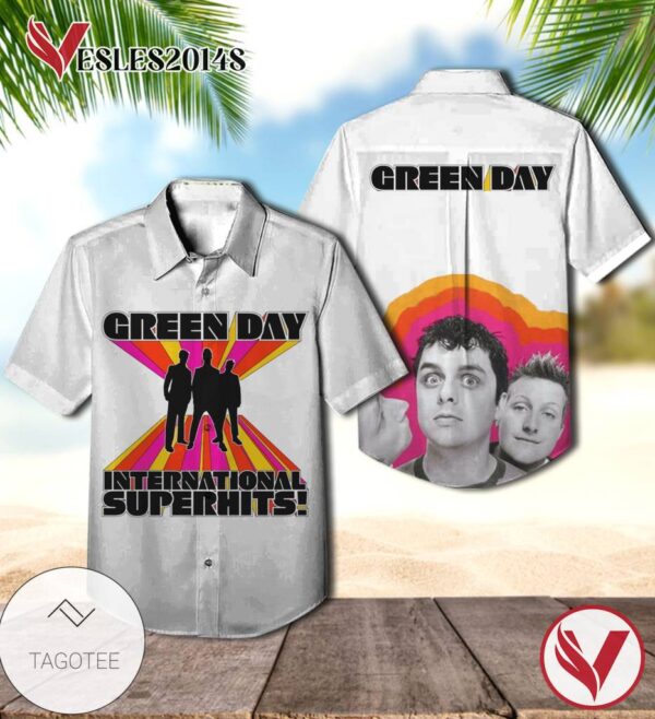 Green Day International Superhits Album Cover Hawaiian Shirt, Best Gift For Music Lovers Vesles2014S