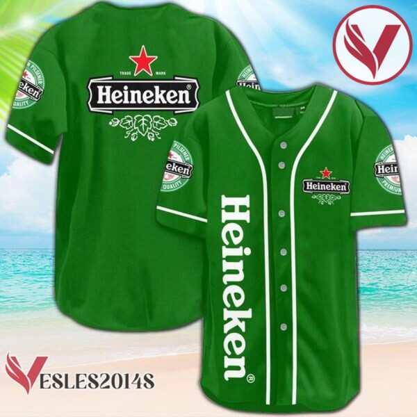 Green Heineken Beer Baseball Jersey, Perfect Gifts For Fans - Vesles2014S